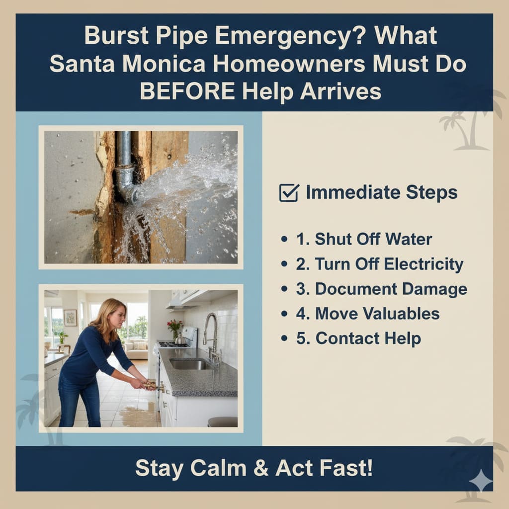 Burst Pipe Emergency? What Santa Monica Homeowners Must Do BEFORE Help Arrives
